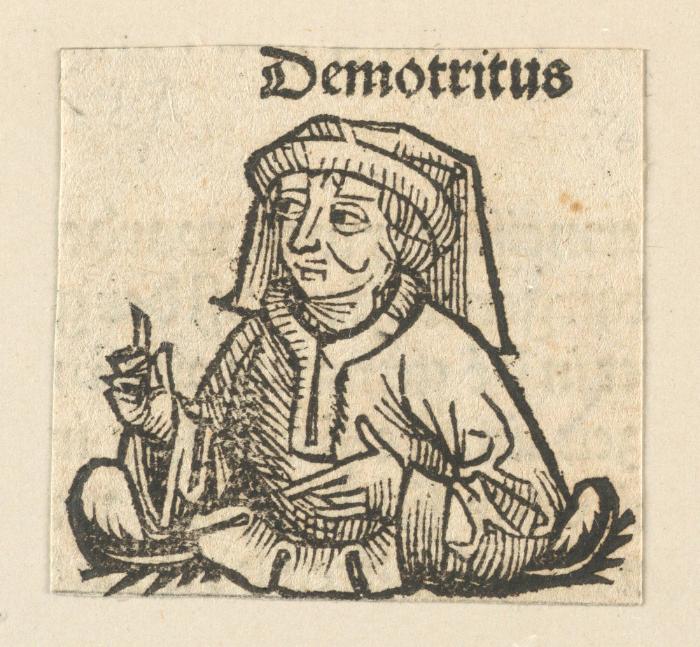 Schedelsche Weltchronik - Gelehrte: Demotritus (70v)